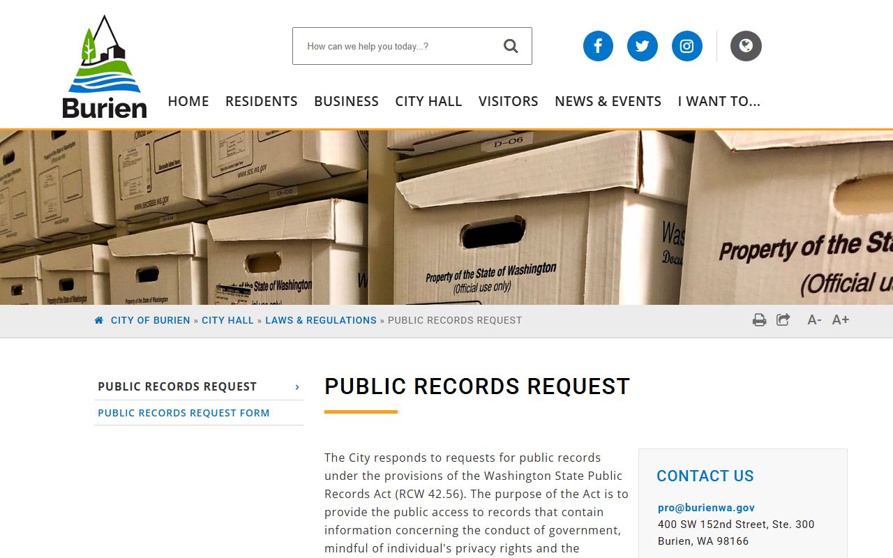 Burien city public records request portal