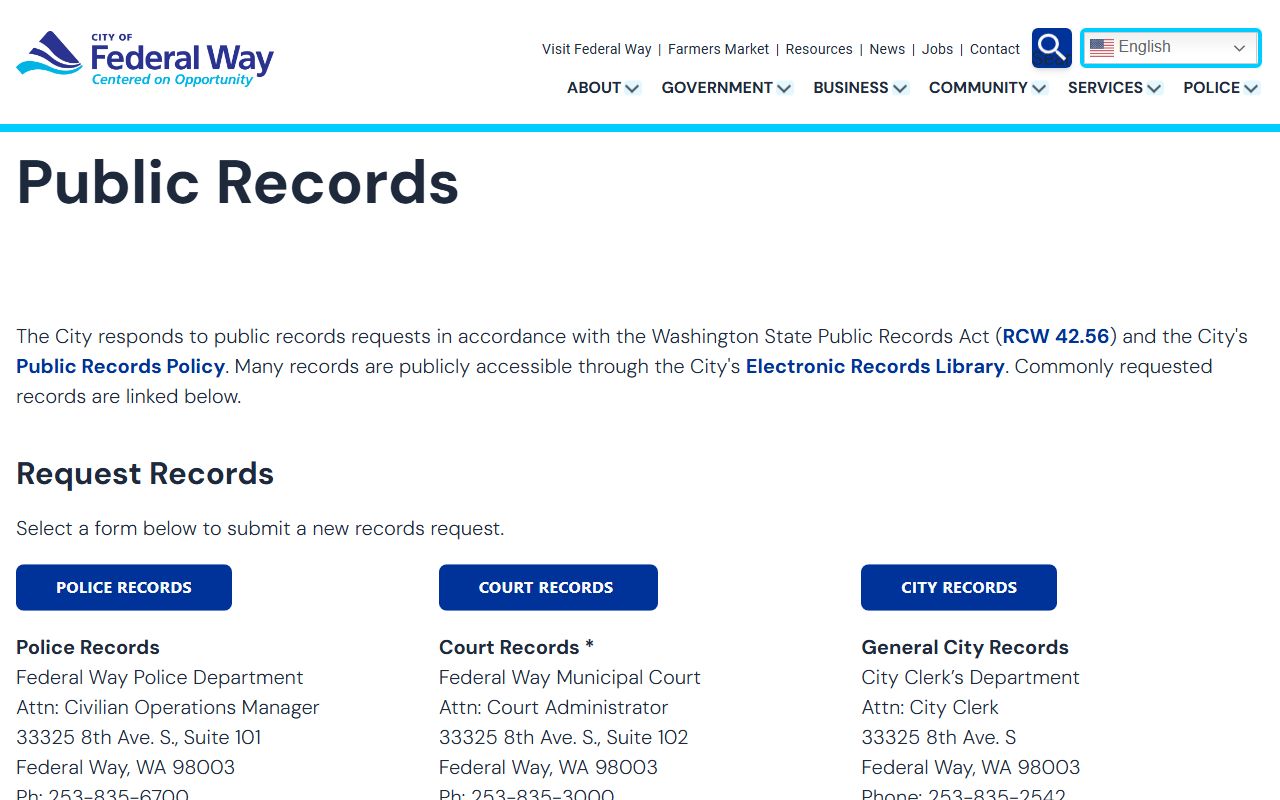 Federal Way public records request portal