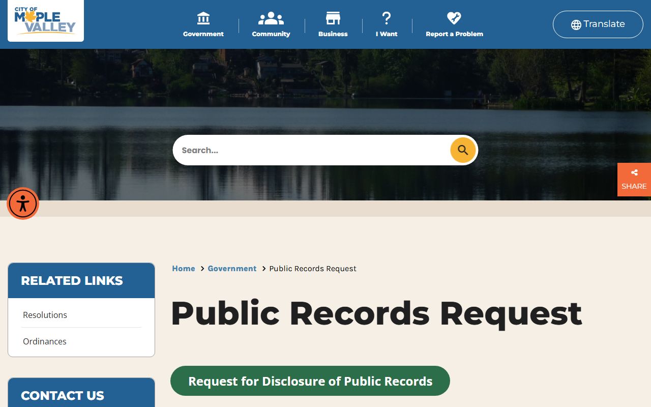 Maple Valley public records city government portal