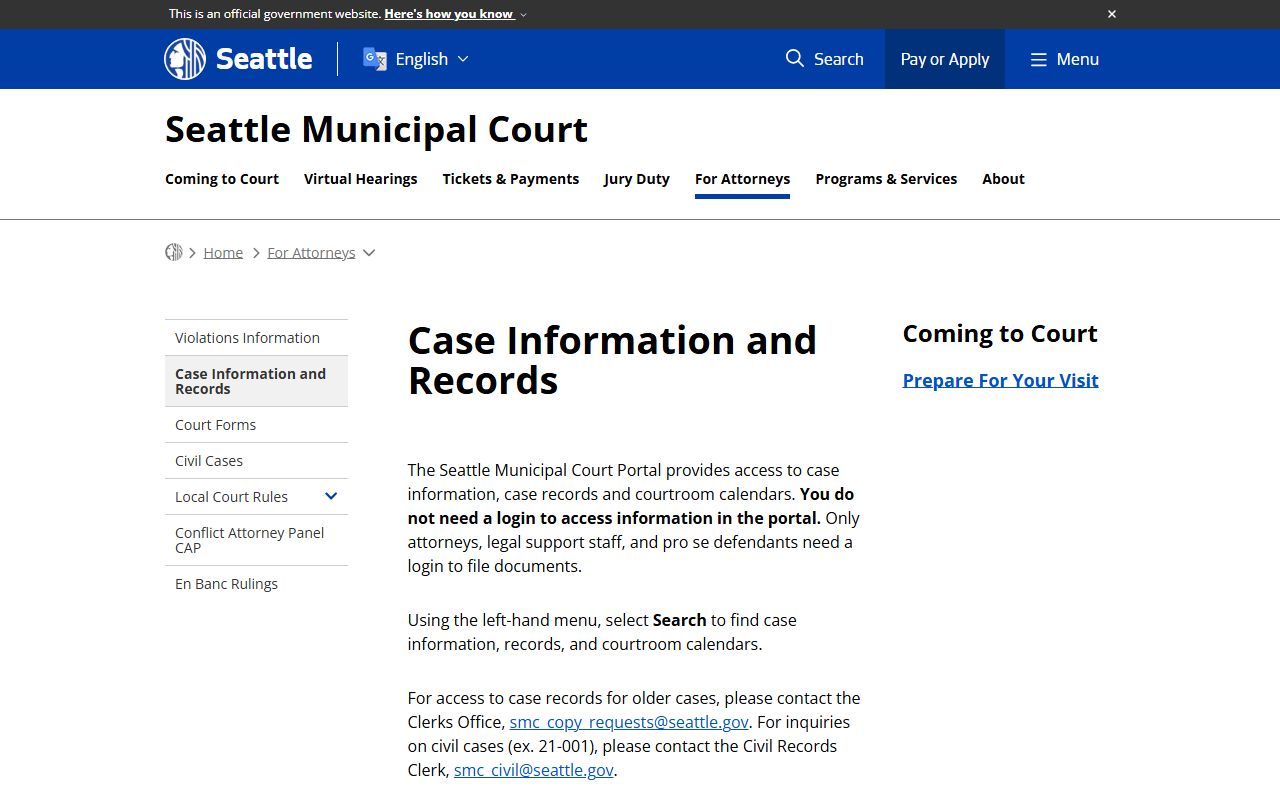 Seattle Municipal Court records and case information portal