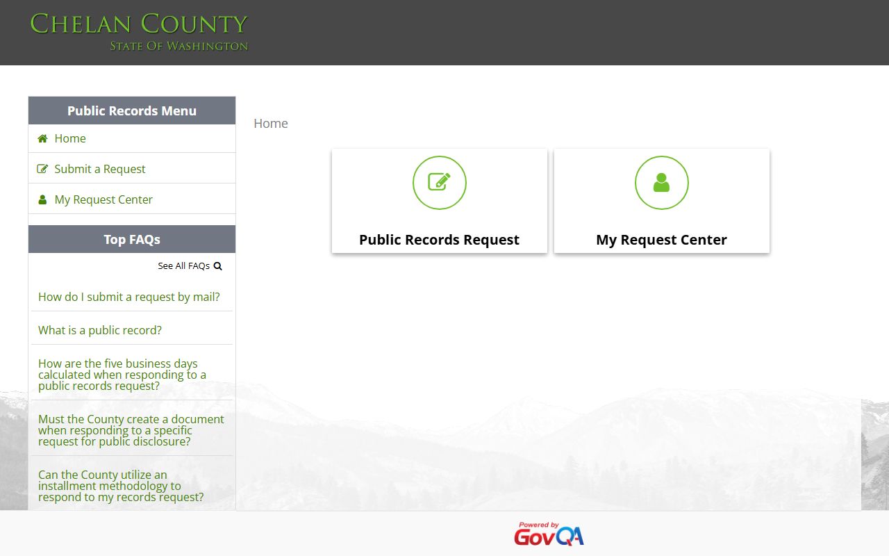 Chelan County GovQA public records request portal