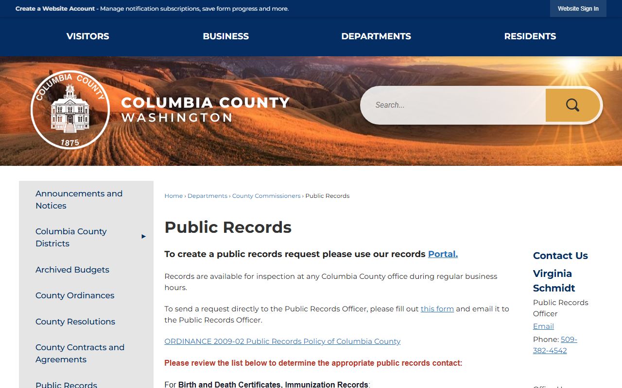 Columbia County public records portal online request system