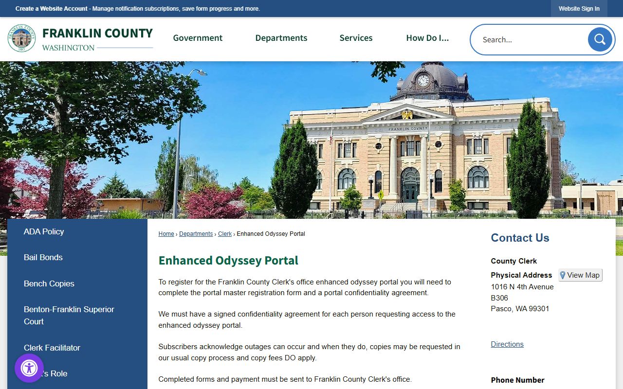 Franklin County public records Enhanced Odyssey Portal registration