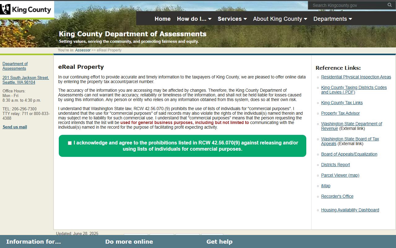King County property records eReal Property search database