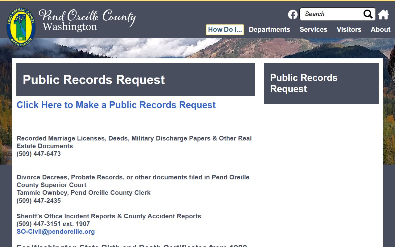 Pend Oreille County public records request portal