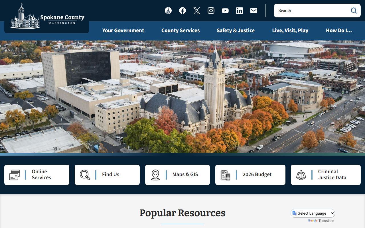 Spokane County official website for records access