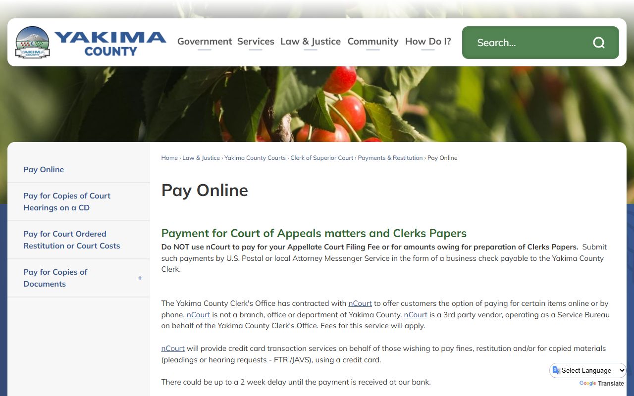Yakima County Superior Court Clerk records portal