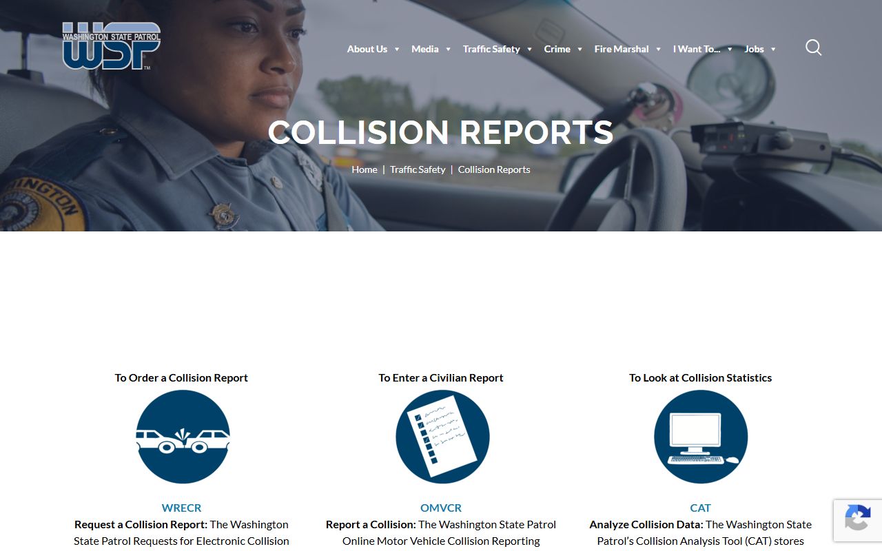 Washington State Patrol WRECR collision records request system